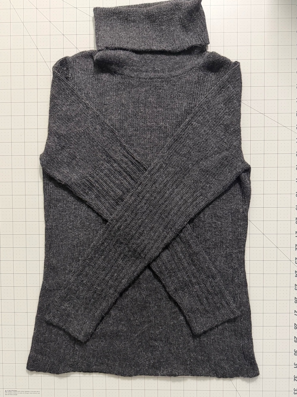Soft Ribbed Alpaca Wool Charcoal Turtleneck Sweater